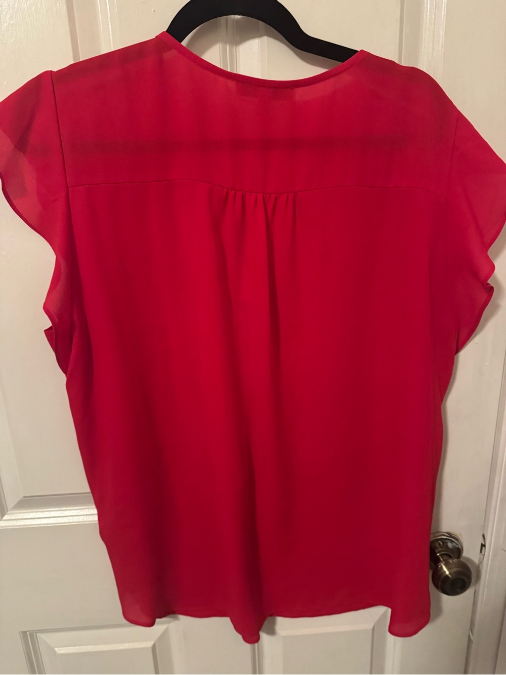 Chaus Bright Red V-Neck Flutter Sleeve Blouse - Picture 3 of 3